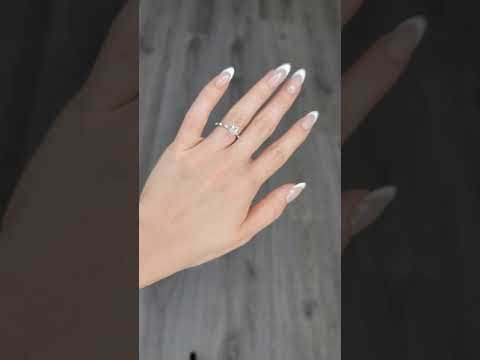 1.16 Carats Lab Grown Emerald Cut Spaced Side Stones Diamond Engagement Ring