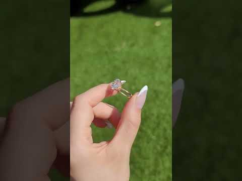 3.22 Carats Lab Grown Oval Cut Solitaire Hidden Halo Diamond Engagement Ring