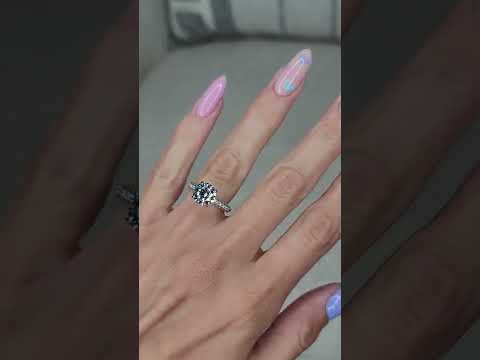 3.75 Carats Lab Grown Round Brilliant Cut Trio-Micropave Side Stones Diamond Engagement Ring
