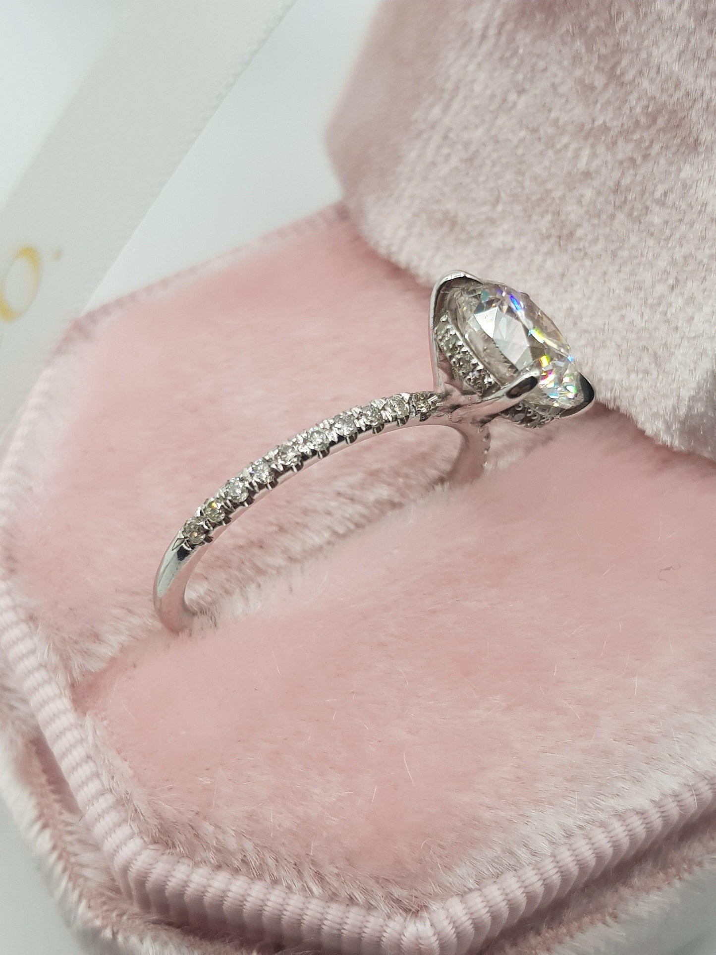 2.50 Carats Round Brilliant Cut Micropave Side Stones Hidden Halo Diamond Engagement Ring - BenzDiamonds