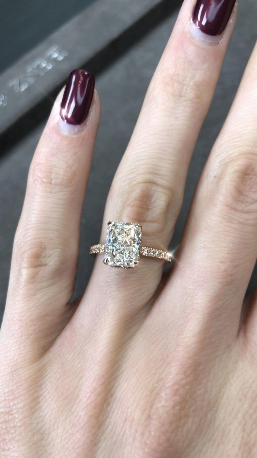 2 Carats Radiant Cut Micropaved Side Stones Hidden Halo Diamond Engagement Ring - BenzDiamonds